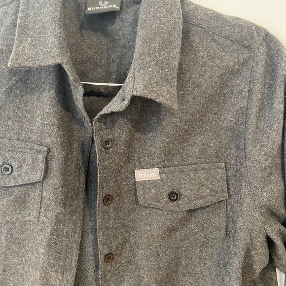 Burnside Grey Button Down Shirt with Trillium Brewery Logo - Size Small - Picture 3 of 7